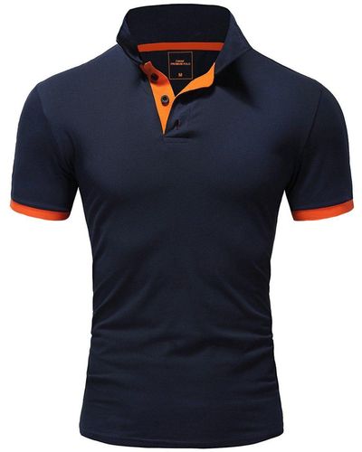 REPUBLIX Poloshirt RONALD Shirt mit kontrastierenden Akzenten, in Piqué Qualität - Blau