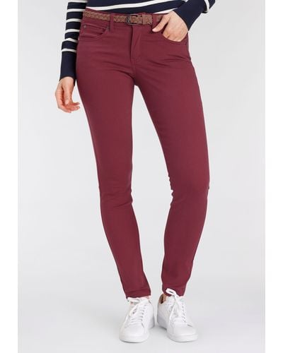Delmao Slim-fit-Jeans (Set, 2-tlg., Gü) mit modischem Flechtgürtel ---NEUE MARKE! - Rot