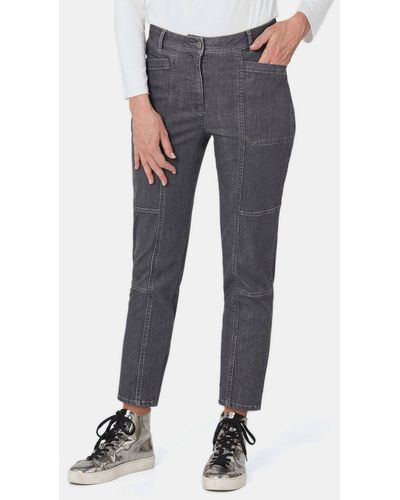 Goldner Stoffhose Jeans mit Wascheffekt - Grau