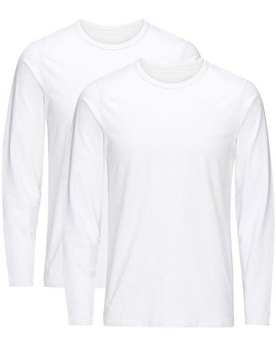 Jack & Jones & T-Shirt Langarmshirt 2er Pack Rundhals Longsleeve Basic - Weiß