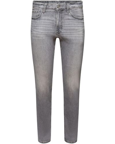 Esprit Tapered-fit- Schmal zulaufende Jeans mit mittelhohem Bund - Grau