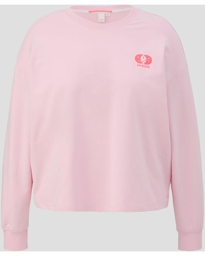 QS Sweatshirt im Boxy Cut mit Rückenprint - Pink