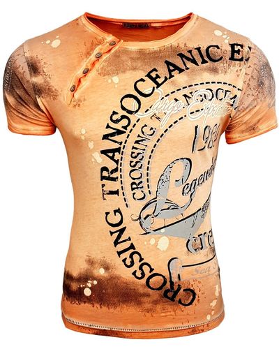 Rusty Neal T-Shirt mit großem Print - Orange