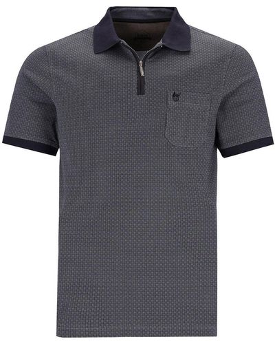 Hajo Softknit-Poloshirt in Minimaljacquard - Schwarz