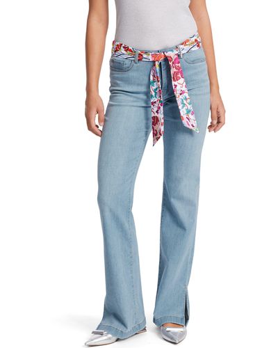 Marc Cain Bootcut-Jeans Flower Vichy Premium mode Modell FARO mit Seitenschlitzen - Blau