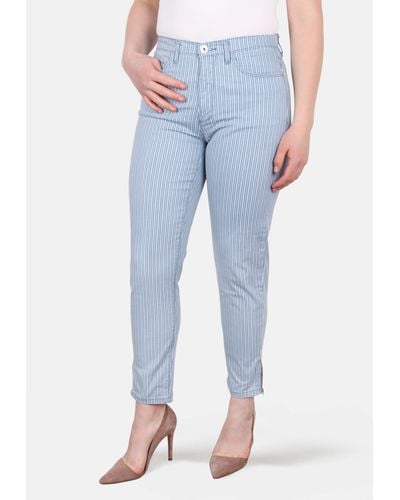 STOOKER WOMEN 5-Pocket-Jeans Nizza Stripe Tapered Fit - Blau