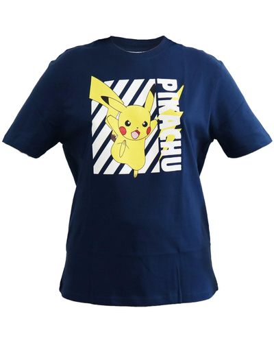 Pokemon Print- Pokemon Pikachu Kurzarm T-Shirt Gr. XS bis XL - Blau