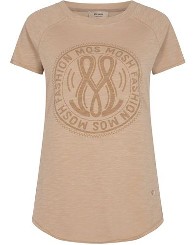 Mos Mosh Kurzarmshirt T-Shirt PAULINA aus Baumwolle - Natur