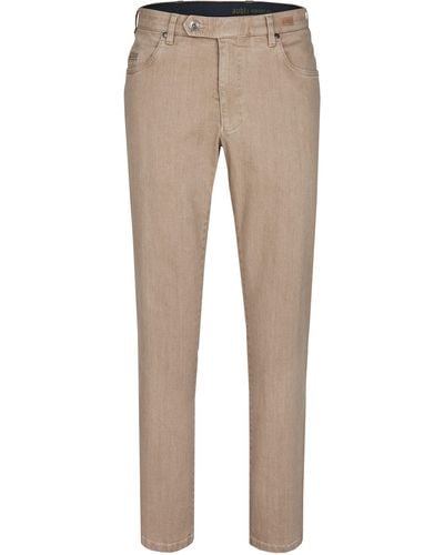 aubi : Bequeme aubi Perfect Fit Ganzjahres Jeans Hose Stretch aus Baumwolle High Flex Modell 577 - Natur