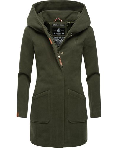 Marikoo Wintermantel Maikoo hochwertiger Mantel mit großer Kapuze - Grün