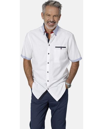 Babista Kurzarmhemd FLOREVETTO mit raffinierten Kontrasten - Weiß