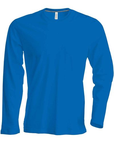 Kariban Rundhalsshirt Langarmshirt Longsleeve Long Sleeve T-Shirt Baumwolle - Blau
