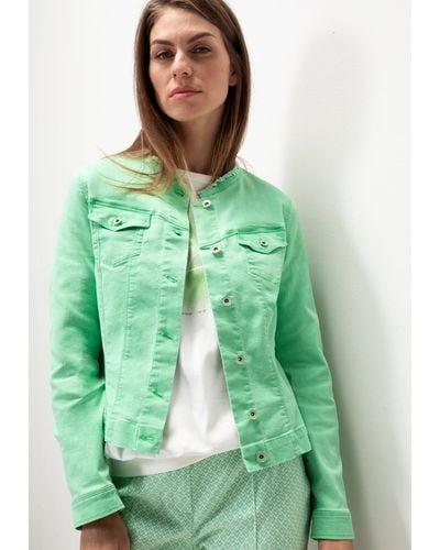 Bianca Jeansjacke JENNA mit besonderem Kragen in angesagter Trendfarbe - Grün