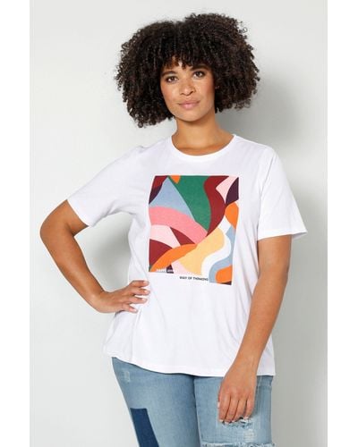 Sara Lindholm Rundhalsshirt T-Shirt Regular Fit Color-Print Rundhals Halbarm - Grau