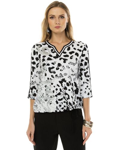 Passioni Print-Shirt Black and White Animalprint - Weiß