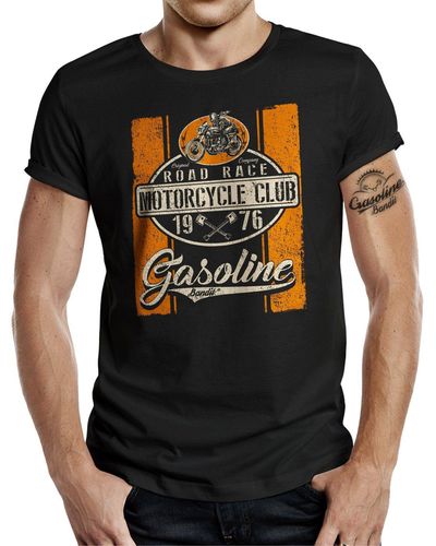 GASOLINE BANDIT® ® T-Shirt für Motorradfahrer und Biker: Pinup Girl - Schwarz
