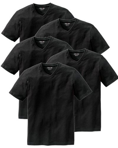 Otto Kern T-Shirt (5er-Pack) Kurzarmshirt aus hochwertiger, reiner Baumwolle - Schwarz