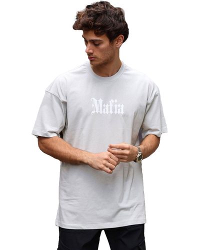 DENIM HOUSE T-Shirt, Oversize Fit, "Mafia & Escobar" Druck - Weiß