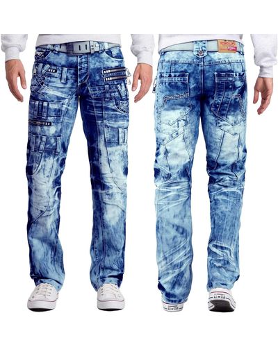 Kosmo Lupo 5-Pocket-Jeans Auffällige Hose BA-KM009 Blau W34/L34