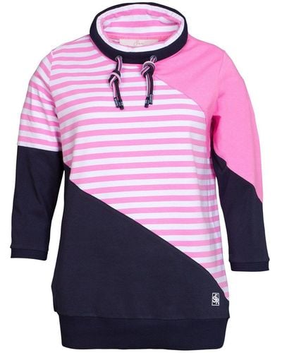 SER 3/4-Arm- Shirt, diagonale Flächenteilungen W9924127S auch in groß Größen - Pink