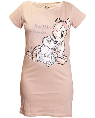 Disney Pyjamaoberteil Bambi Klopfer kurzarm Schlafshirt Nachthemd Gr. XS bis XL Baumwolle - Pink