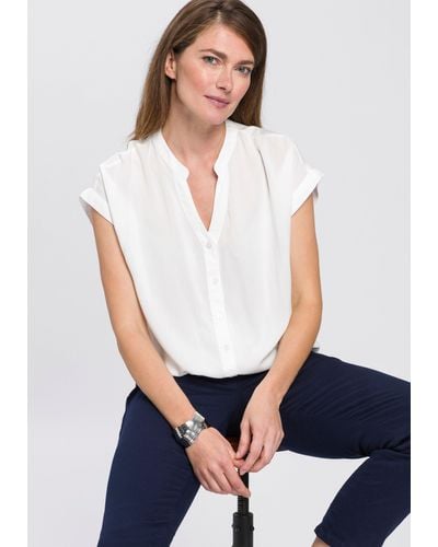 Boysen's Hemdbluse im Oversized-Style mit Ballonsaum - Weiß