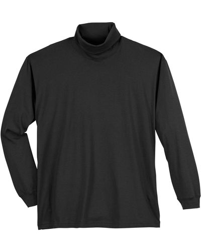 RAGMAN Poloshirt Große Größen Rollkragen-Langarmshirt schwarz