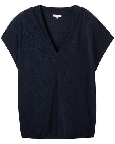 Tom Tailor T-shirt ajour v-neck - Blau
