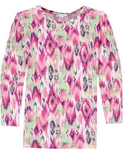 Hajo Blusentop Shirt Ikat-Print 3/4 Arm - Pink
