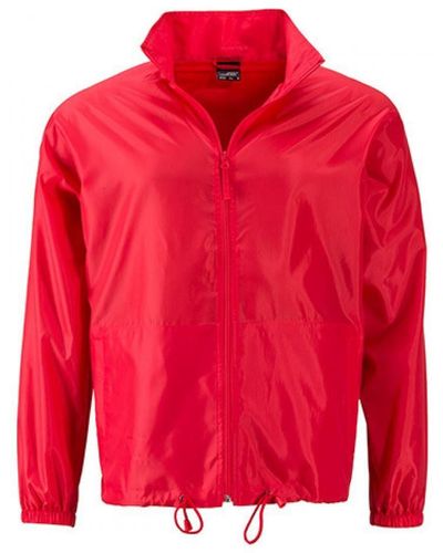 James & Nicholson Outdoorjacke Men`s Promo Jacket / Wind- und wasserabweisend - Rot