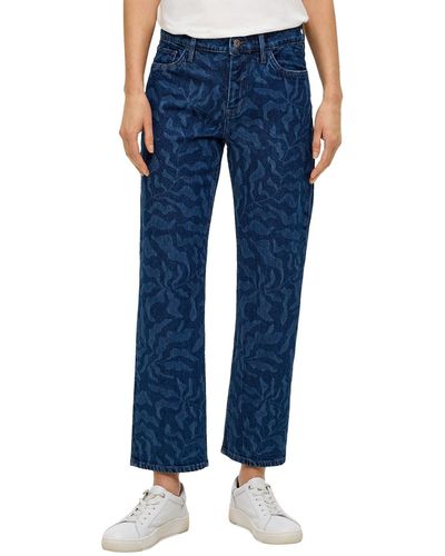 S.oliver 5-Pocket-Jeans Karolin mit floralem Muster - Blau