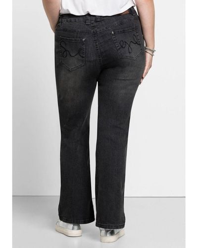 Sheego Bootcut-Jeans Große Größen in 5-Pocket-Form, mit Used-Effekten - Grau