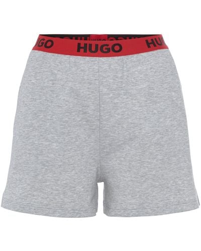 HUGO Sweatshorts SPORTY LOGO_SHORTS mit Logo-Elastikbund - Grau