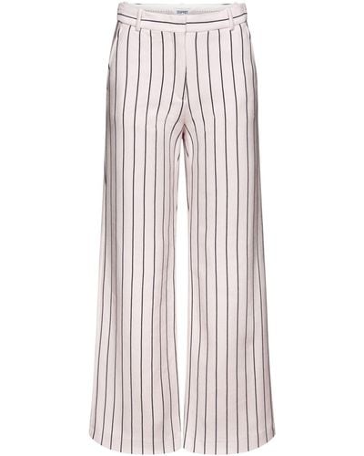Esprit Stoffhose Nadelstreifen-Anzughose aus Piqué - Weiß