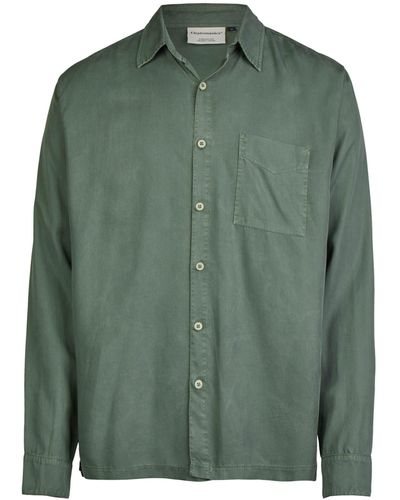 CLEPTOMANICX Langarmhemd Easy mit praktischer Fronttasche - Grün