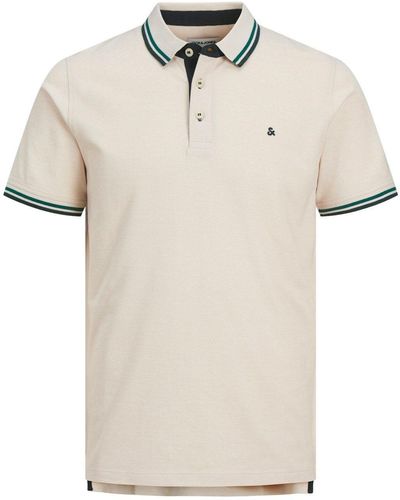 Jack & Jones Poloshirt Polo Shirt JJEPAULOS Sommer Hemd Kragen Pique Cotton (1-tlg) 3613 in Beige-3 - Weiß