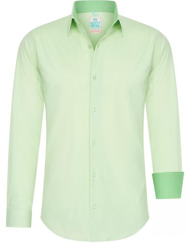 Rusty Neal Langarmhemd mit farblich abgesetztem Innenkragen - Grün