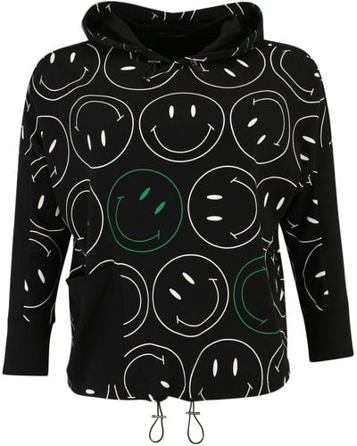Doris Streich Longsleeve Sweatshirt Hoody und Smiley-Print mit modernem Design - Schwarz