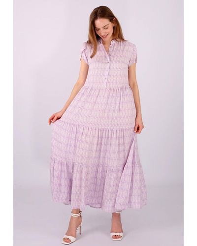 YC Fashion & Style Sommerkleid -Maxikleid aus Reiner Viskose – Sommerliche Eleganz Alloverdruck - Pink