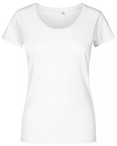 Promodoro Rundhalsshirt Deep Scoop T-Shirt, Gekämmte Baumwolle - Weiß