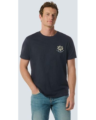 No Excess Kurzarmshirt T-Shirt Crewneck Placed Prints Garm - Blau