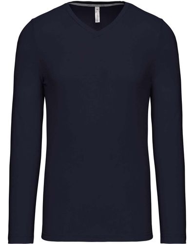 Kariban V- Langarmshirt Longsleeve Longline T-Shirt Sweatshirt - Blau
