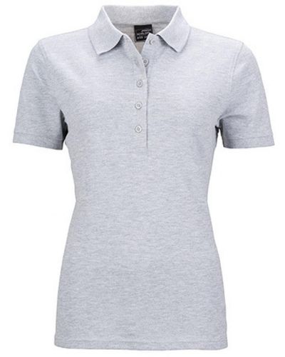 James & Nicholson Poloshirt Elastic Polo Piqué / Taillierter Schnitt - Grau