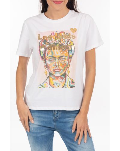 La Strada T-Shirt "Frida Kahlo - Weiß