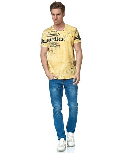 Rusty Neal T-Shirt mit coolem Logo-Print - Gelb