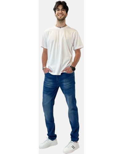 Elara Jeans Slim Fit Hose Denim Stretch (1-tlg) - Blau