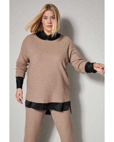 Sara Lindholm Strickpullover Pullover Rippstrick Langarm - Natur