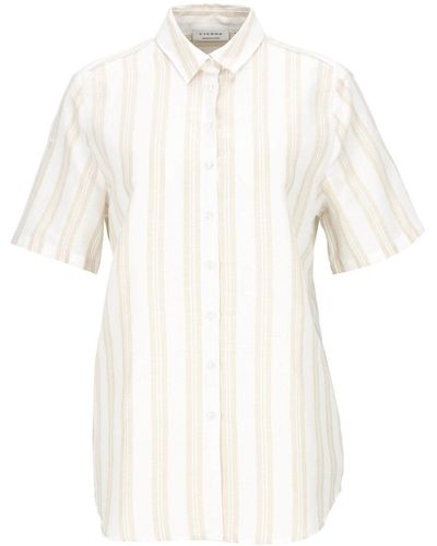 Eterna Blusenshirt Linen Shirt Bluse Leinen Kurzarm - Weiß