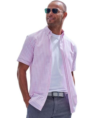 John Devin Kurzarmhemd Regular Fit, Hemd mit Button-down-Kragen aus reiner Baumwolle - Lila