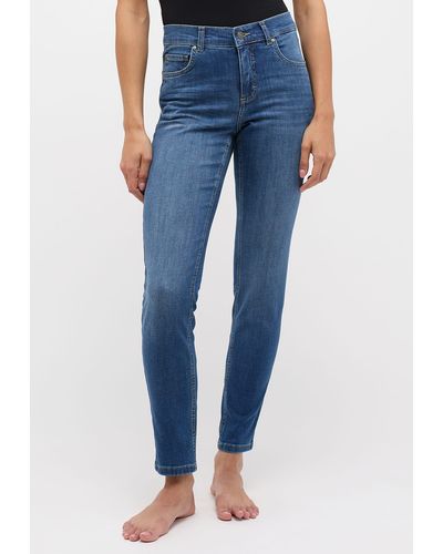 ANGELS Slim-fit- Jeans Skinny authentischem Denim mit Label-Applikationen - Blau